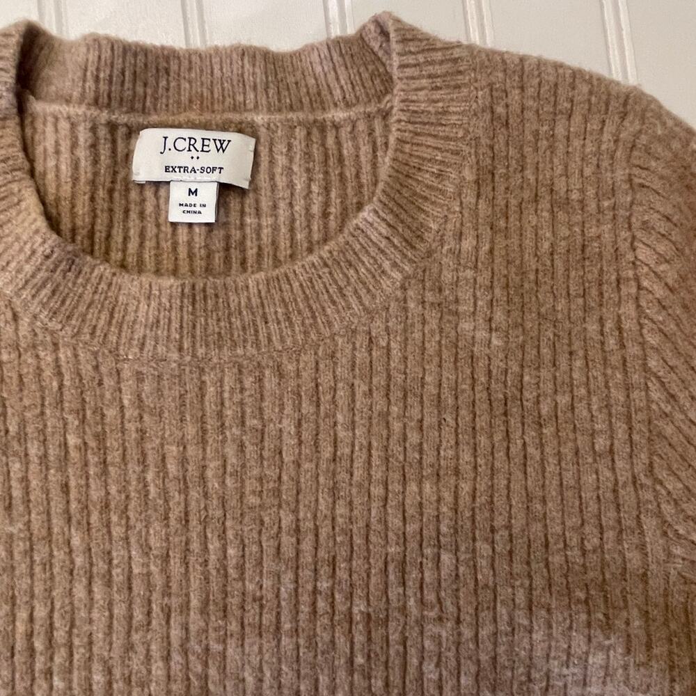 J Crew Balloon Sleeve Wool Blend Crew Neck Sweater Extra Soft Size Womens Medium - Picture 2 of 8